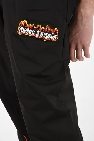 Printed Fabric BURNING Joggers with Ankle Drawstring