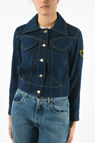 Giubbotto ICONIC SHAPE in Denim con Applicazione Ricamata 