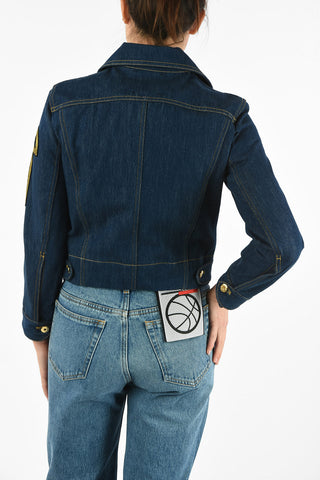 Giubbotto ICONIC SHAPE in Denim con Applicazione Ricamata 