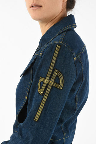 Giubbotto ICONIC SHAPE in Denim con Applicazione Ricamata 
