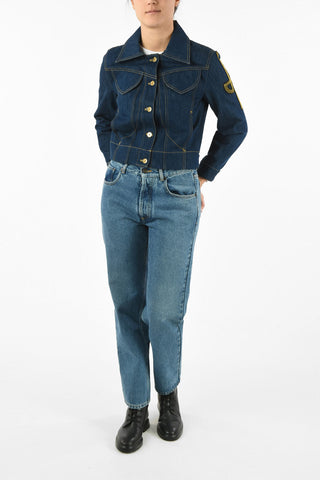 Giubbotto ICONIC SHAPE in Denim con Applicazione Ricamata 