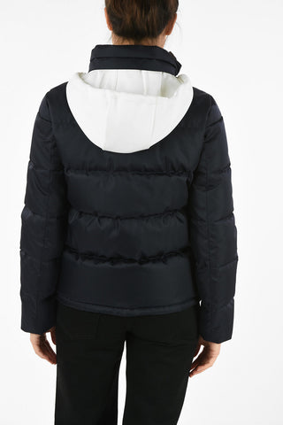 Hooded Puffer Jacket with Jewel Closure