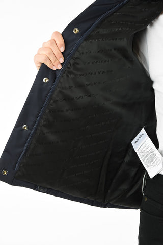 Hooded Puffer Jacket with Jewel Closure