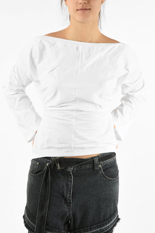 T-Shirt Destrutturata a Maniche Lunghe in Cotone 