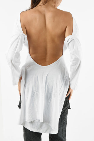 T-Shirt Destrutturata a Maniche Lunghe in Cotone 