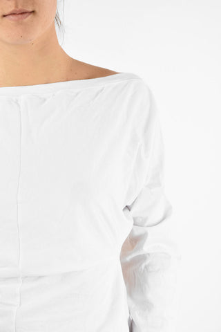 T-Shirt Destrutturata a Maniche Lunghe in Cotone 