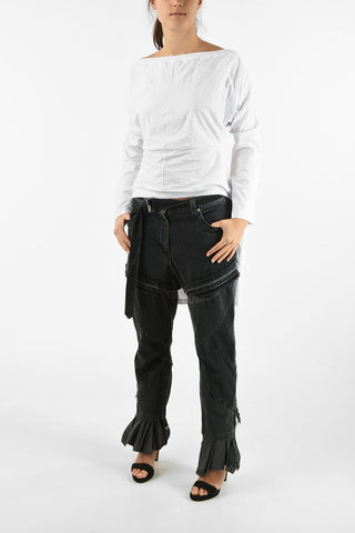 T-Shirt Destrutturata a Maniche Lunghe in Cotone 