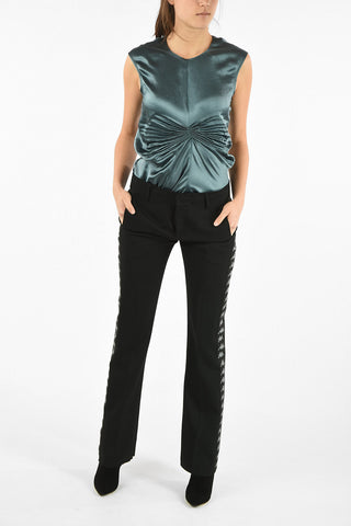 Virgin Wool Flare TRUMP Pants with Logoed Bands