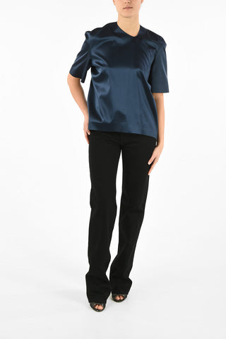 Silk Asymmetrical ¾ Sleeve Blouse 