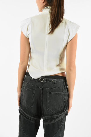 Sleeveless Embroidered Top with Studs Applications