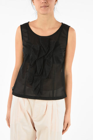 Tulle Sleeveless Top with Back Zip Closure