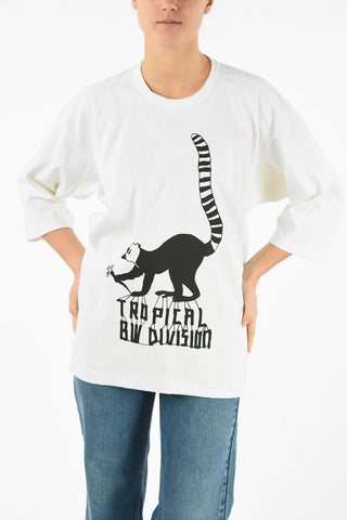 Printed Oversized TROPICAL BW DIVISION T-Shirt