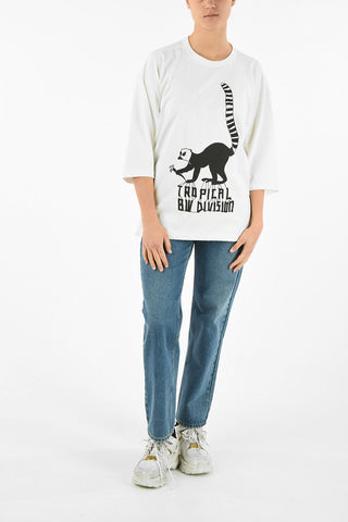 Printed Oversized TROPICAL BW DIVISION T-Shirt