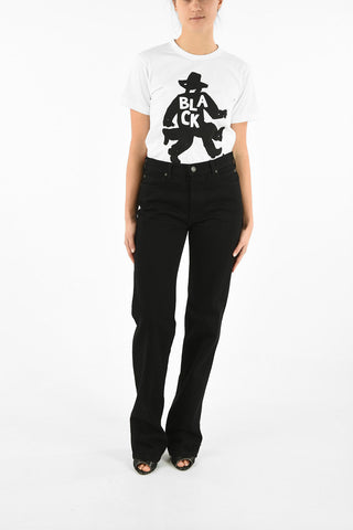 high-rise waist straight fit jeans