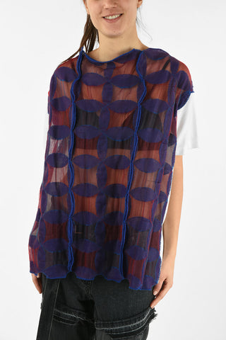 JUNYA WATANABE Oversized T-Shirt with Embroidered Tulle Application