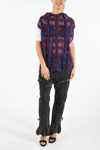 JUNYA WATANABE Oversized T-Shirt with Embroidered Tulle Application