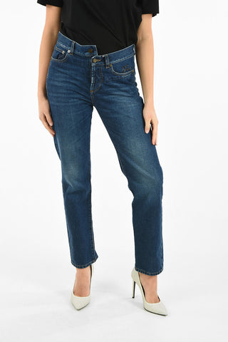 straight fit jeans with Asymmetrical Closure