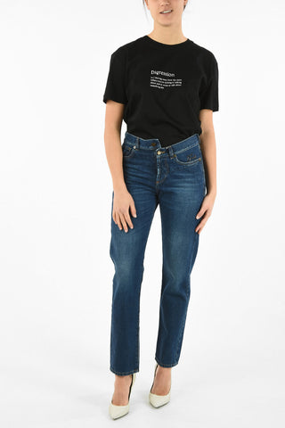 straight fit jeans with Asymmetrical Closure