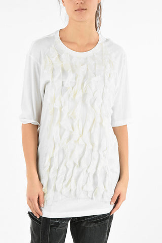 Cotton Oversized T-Shirt with Silk Ruffles