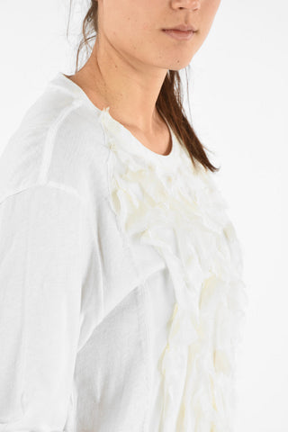 Cotton Oversized T-Shirt with Silk Ruffles