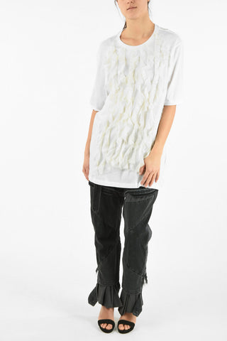 Cotton Oversized T-Shirt with Silk Ruffles