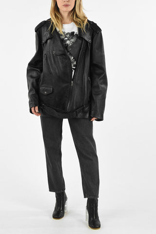 MM1 LEATHER OVERSIZE BIKER JACKET WITH BELT