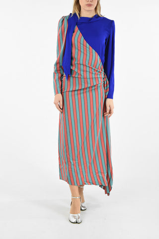MM1 STRIPED MAXI ASYMMETRIC DRESS