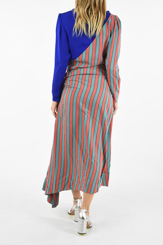MM1 STRIPED MAXI ASYMMETRIC DRESS