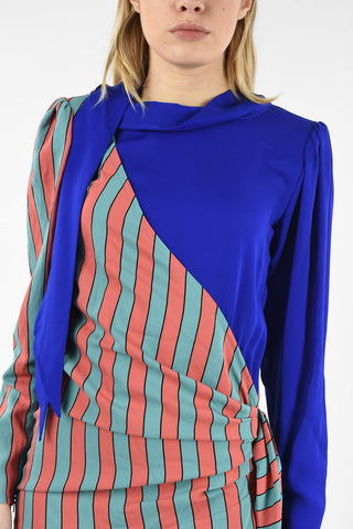 MM1 STRIPED MAXI ASYMMETRIC DRESS