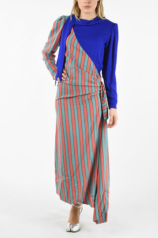 MM1 STRIPED MAXI ASYMMETRIC DRESS