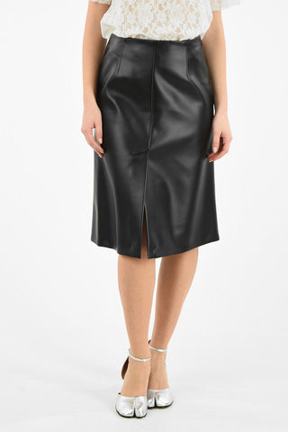 MM0 ECOLEATHER SLEEK MIDI SKIRT WITH FRONT AND BACK SLITS