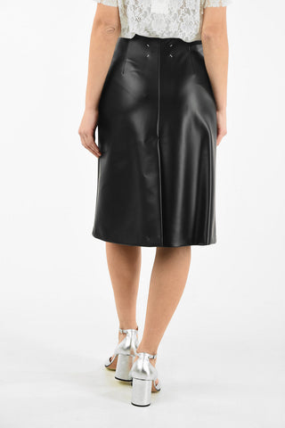 MM0 ECOLEATHER SLEEK MIDI SKIRT WITH FRONT AND BACK SLITS