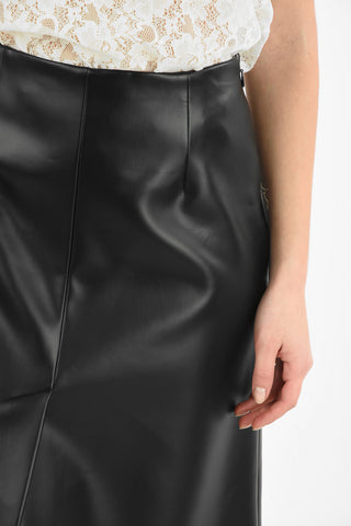 MM0 ECOLEATHER SLEEK MIDI SKIRT WITH FRONT AND BACK SLITS