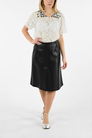 MM0 ECOLEATHER SLEEK MIDI SKIRT WITH FRONT AND BACK SLITS