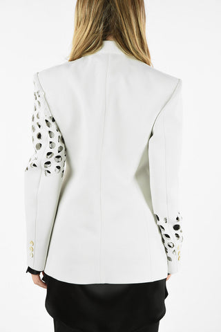 MM0 Perforated Pattern Double-Breasted Blazer
