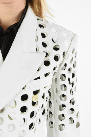 MM0 Perforated Pattern Double-Breasted Blazer