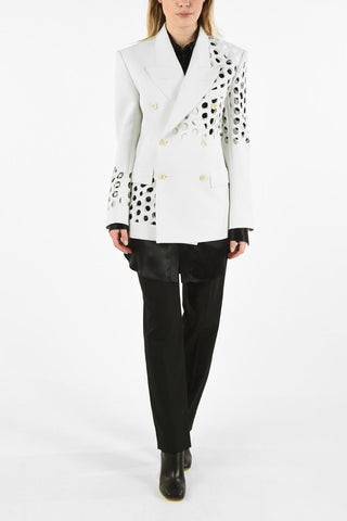 MM0 Perforated Pattern Double-Breasted Blazer