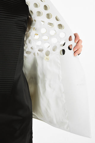 MM0 Perforated Pattern Double-Breasted Blazer
