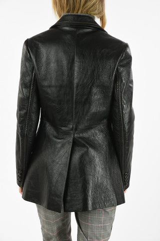Leather Center Vent 2-Button Blazer