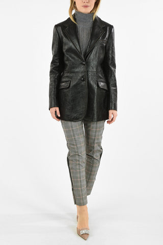 Leather Center Vent 2-Button Blazer