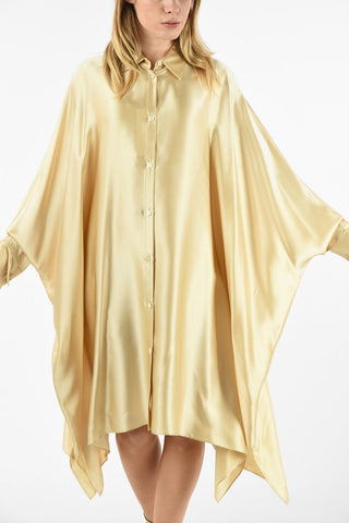 MM1 SATIN FLARED ASYMMETRIC SHIRTDRESS