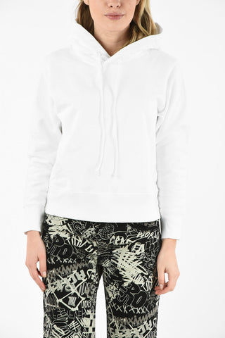 MM6 CROPPED HOODY SWEATSHIRT WITH STICHERS
