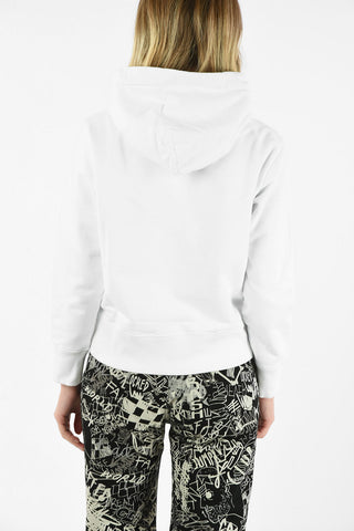MM6 CROPPED HOODY SWEATSHIRT WITH STICHERS