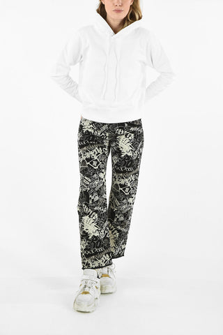 MM6 CROPPED HOODY SWEATSHIRT WITH STICHERS