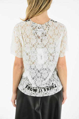 MM6 V-NECK FRONT AND BACK PRINTED LACE T-SHIRT