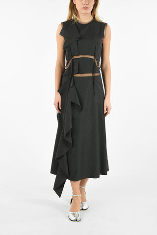 MM4 VIRGIN WOOL MAXI DRESS WITH TULLE DETAILS