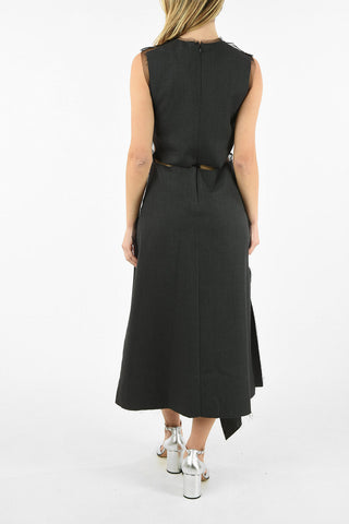 MM4 VIRGIN WOOL MAXI DRESS WITH TULLE DETAILS