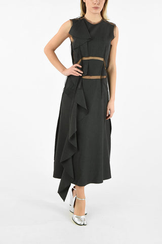 MM4 VIRGIN WOOL MAXI DRESS WITH TULLE DETAILS