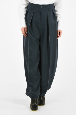 MM0 HIGH WAIST DOUBLE PLEATS PALAZZO PANTS