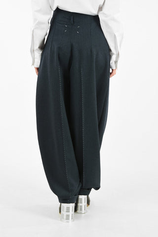 MM0 HIGH WAIST DOUBLE PLEATS PALAZZO PANTS